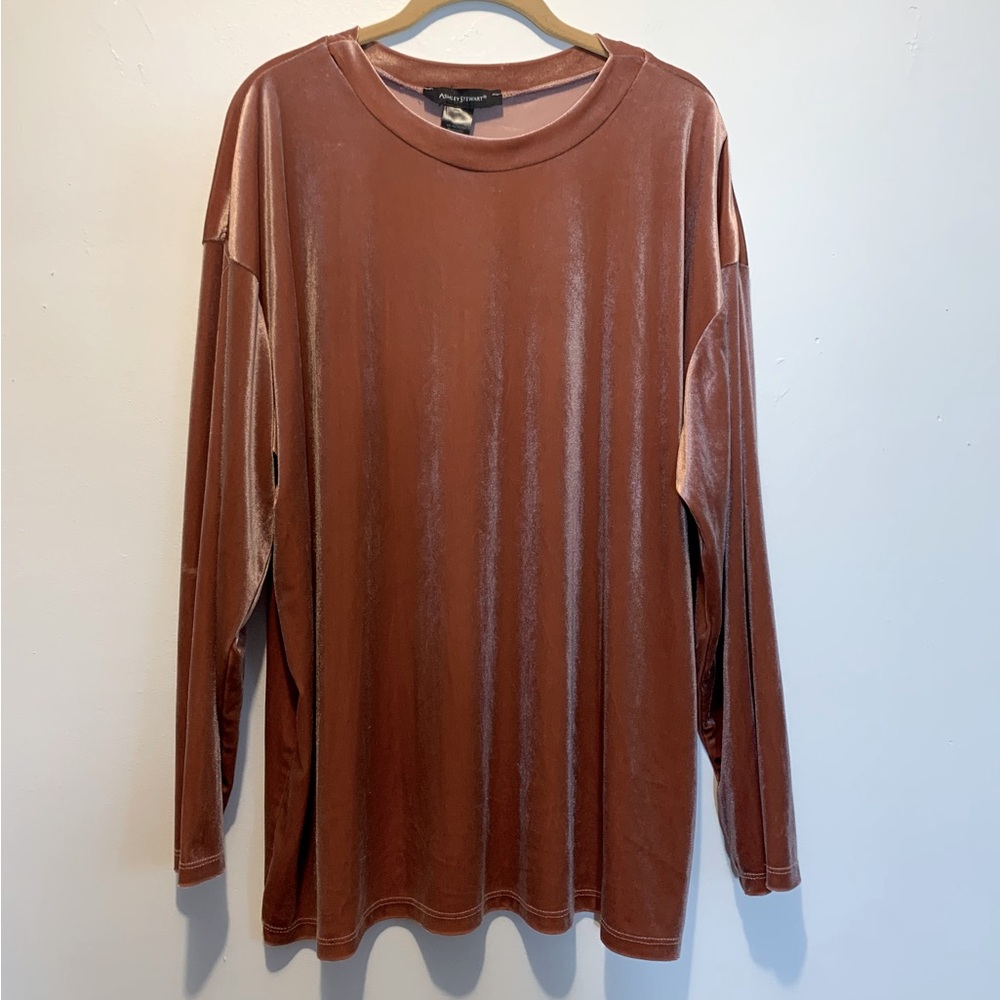 Ashley Stewart Velour Tunic Top Copper Shimmer 2X